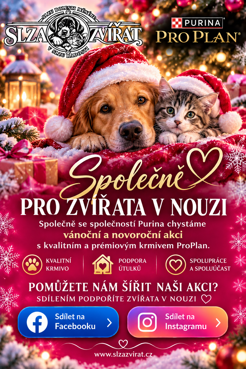 Різдвяна акція Slza zvířat і Purina Pro Plan — песик і кошеня